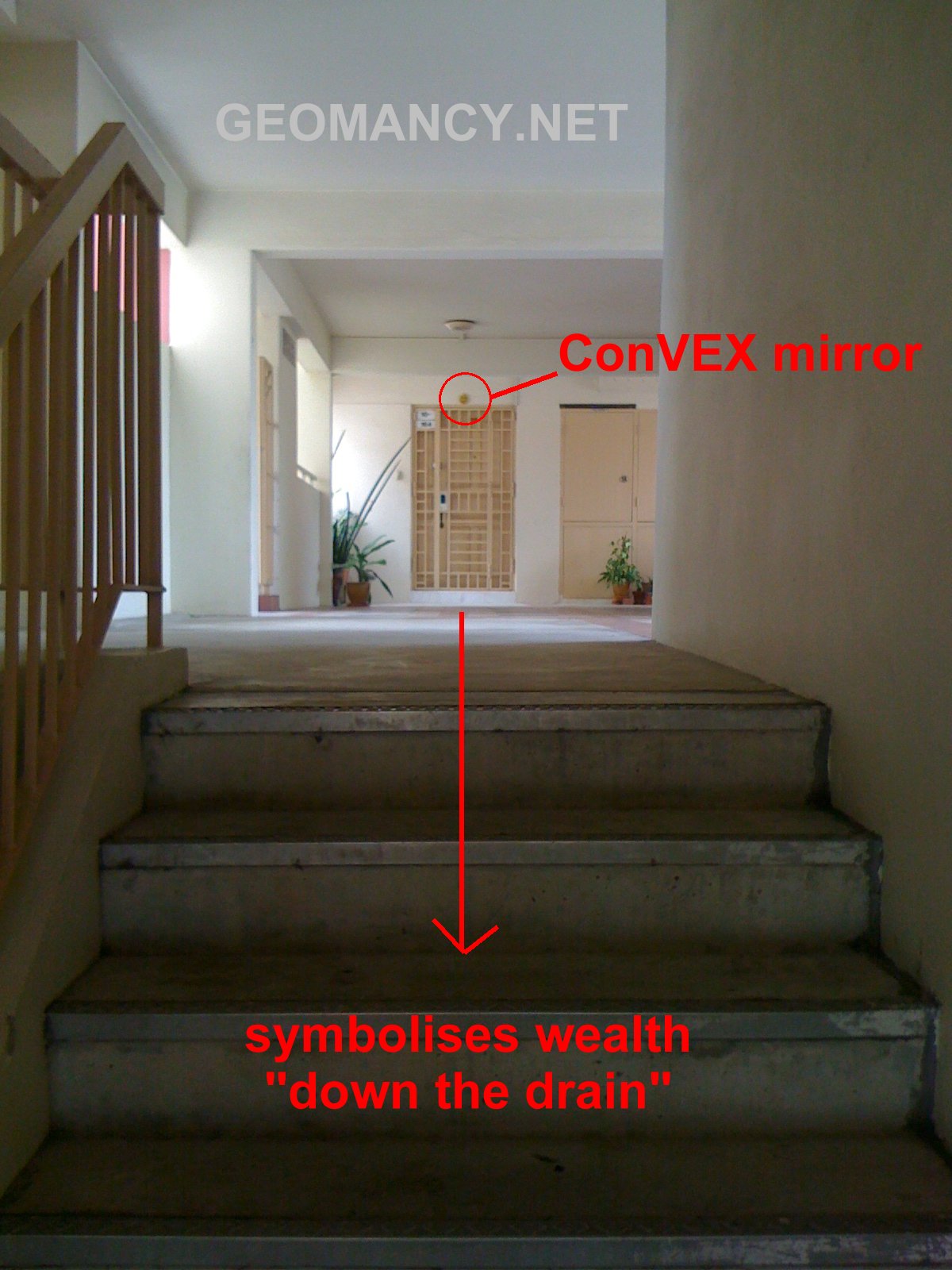 Main door facing an open staircase Around Singapore FengShui