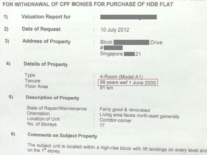 HDB Valuation Report & Lease Started Singapore Property Review